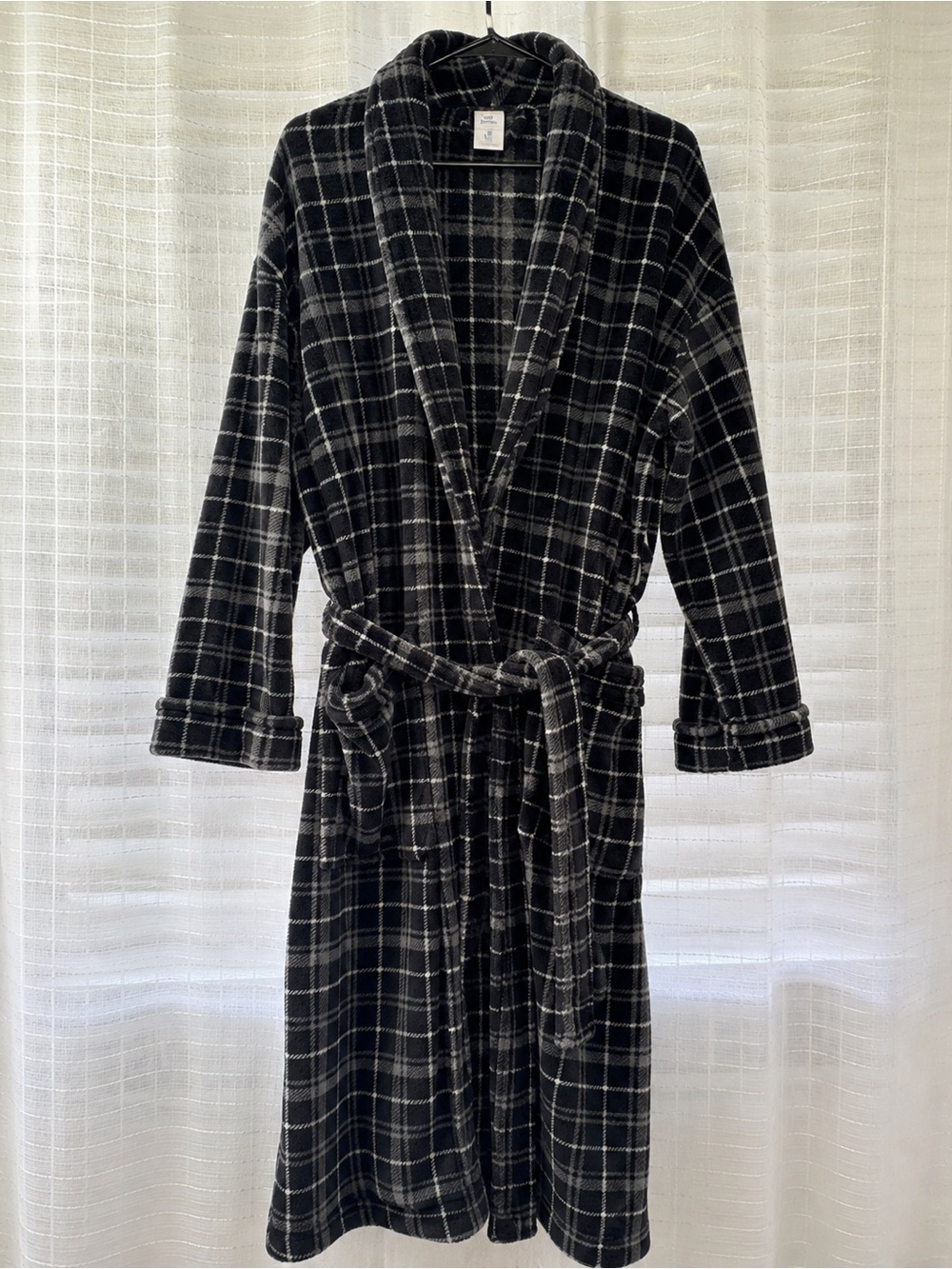 Croft & Barrow Gray Plaid Plush Fleece Robe Men’s S/M
